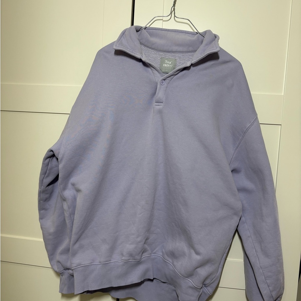 Aritzia TNA Light Purple Cozy Af 1/4 Sweater
